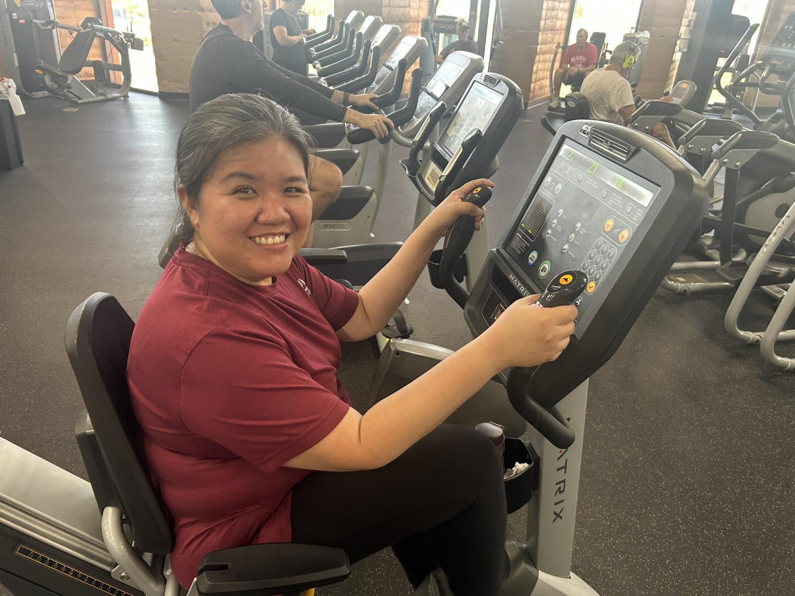 Arlene exercising at the YMCA