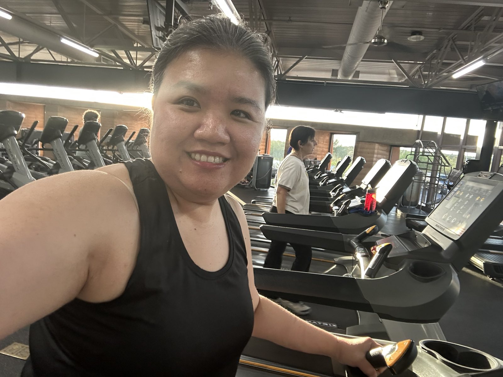 Arlene working out at the gym