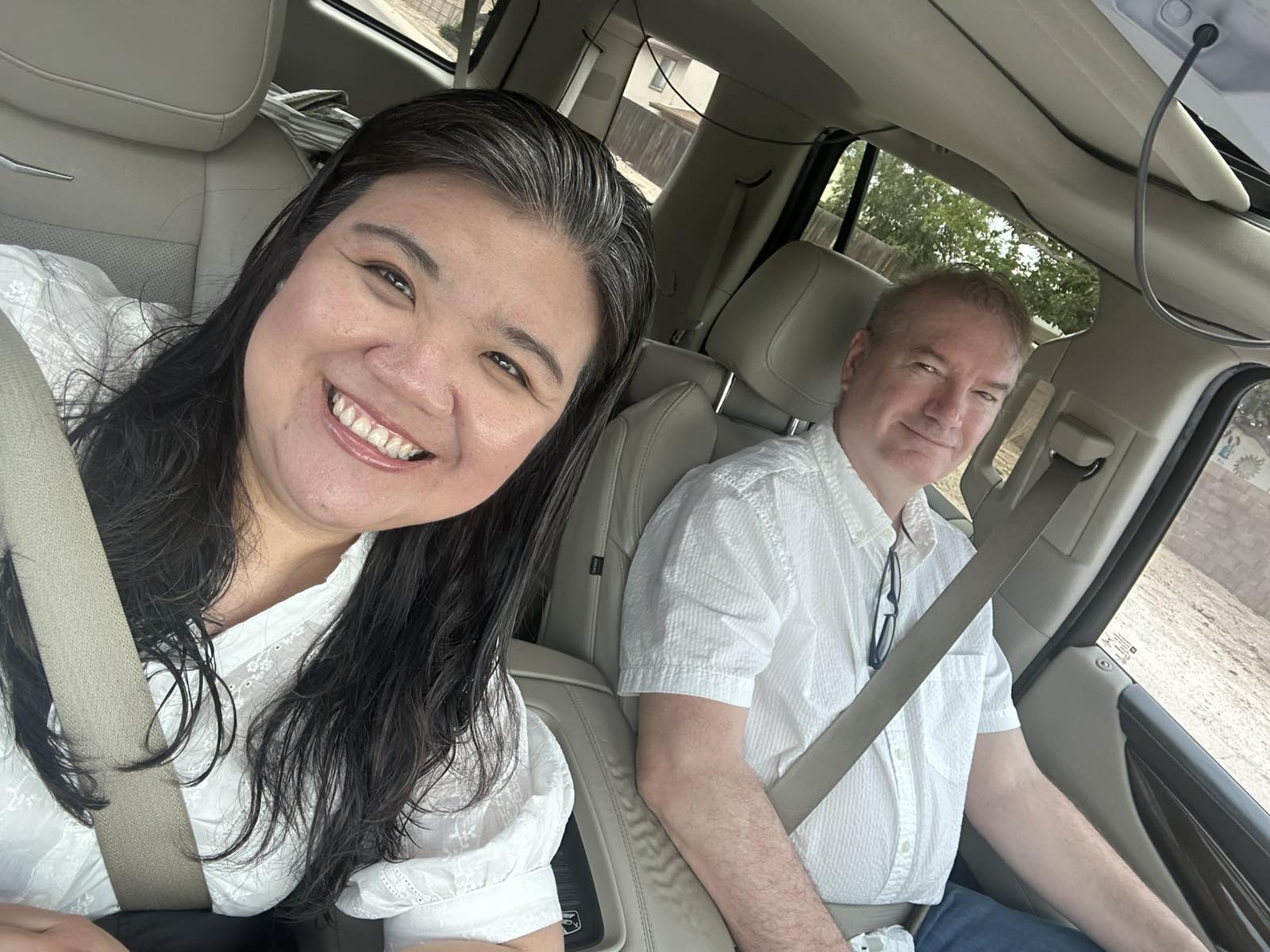 Arlene and Dennis enjoying a road trip together